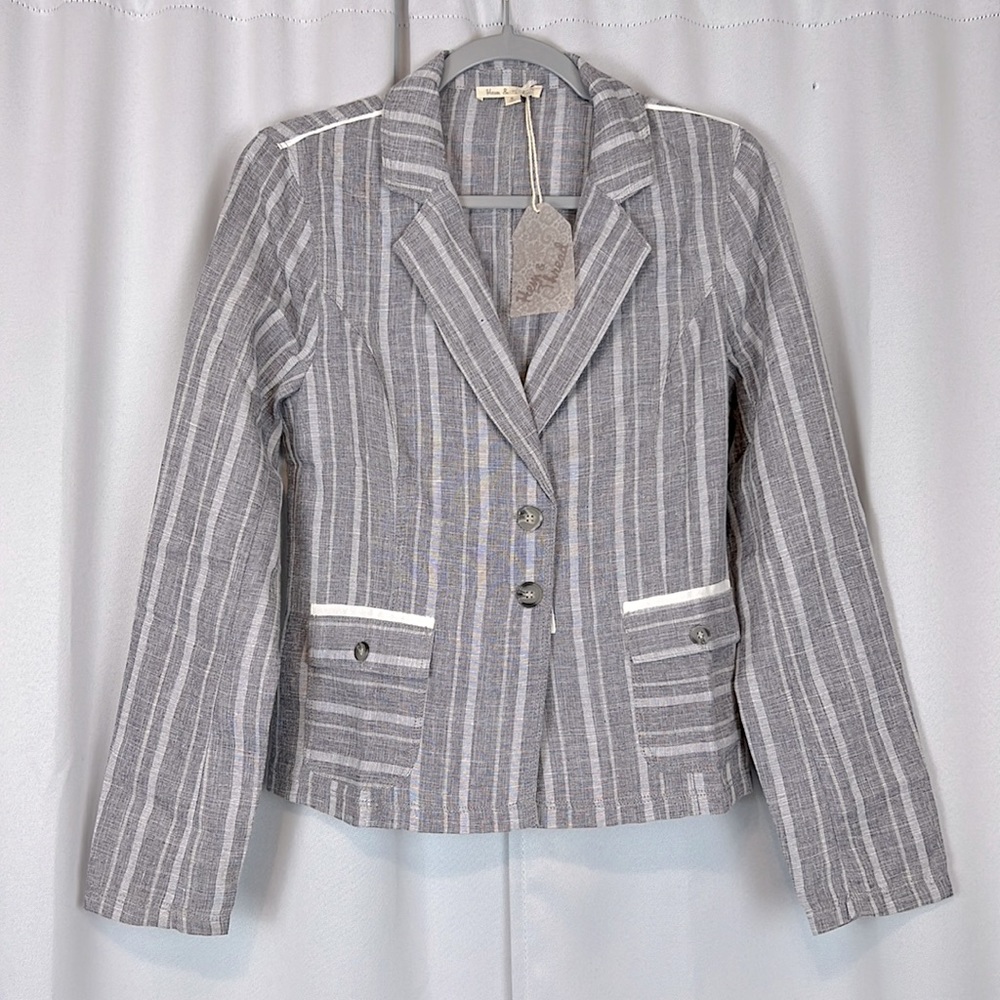 NEW Hem & Thread Stripe Button Pocket Blazer